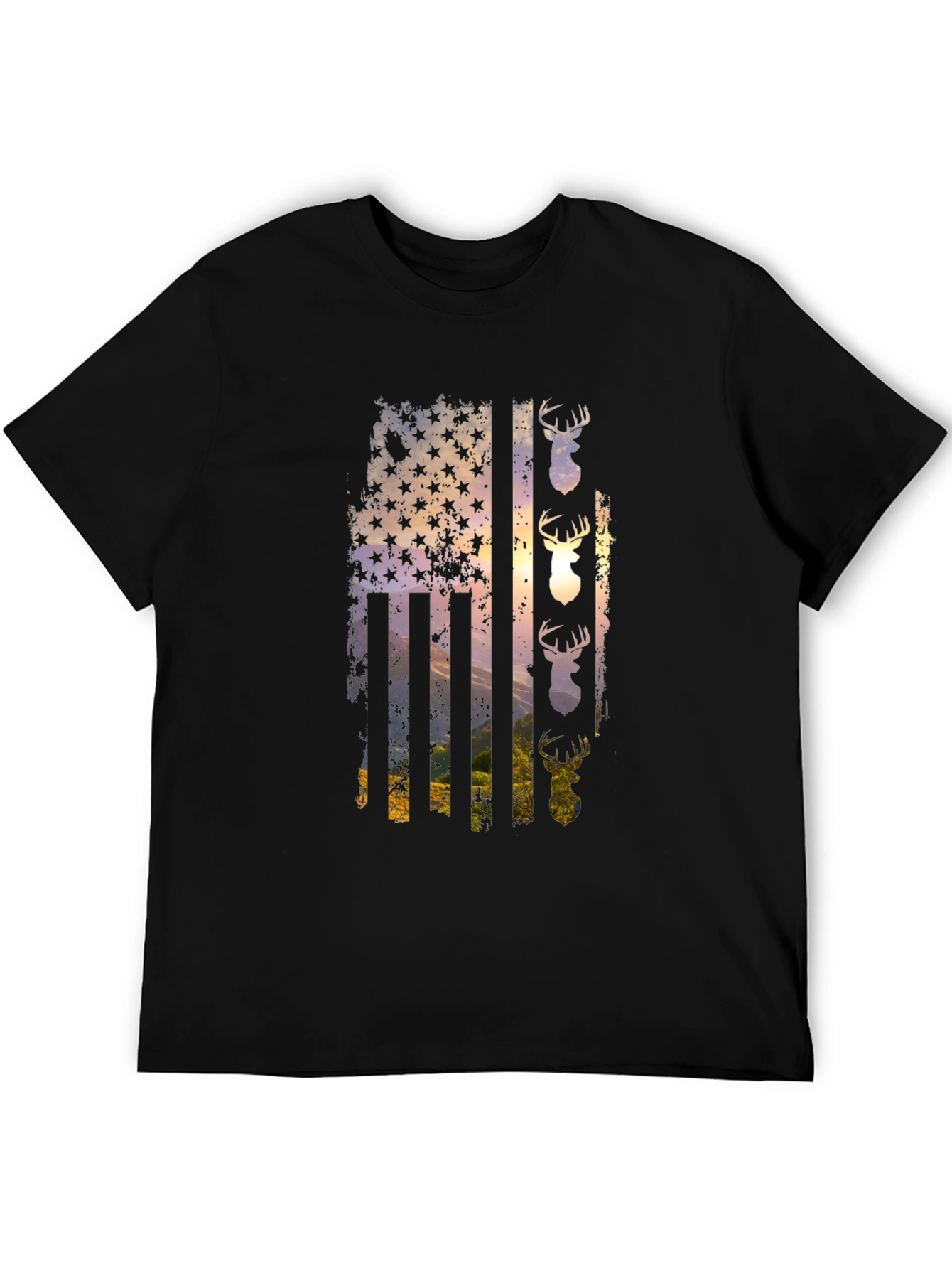 Distressed Deer Flag Graphic Tee