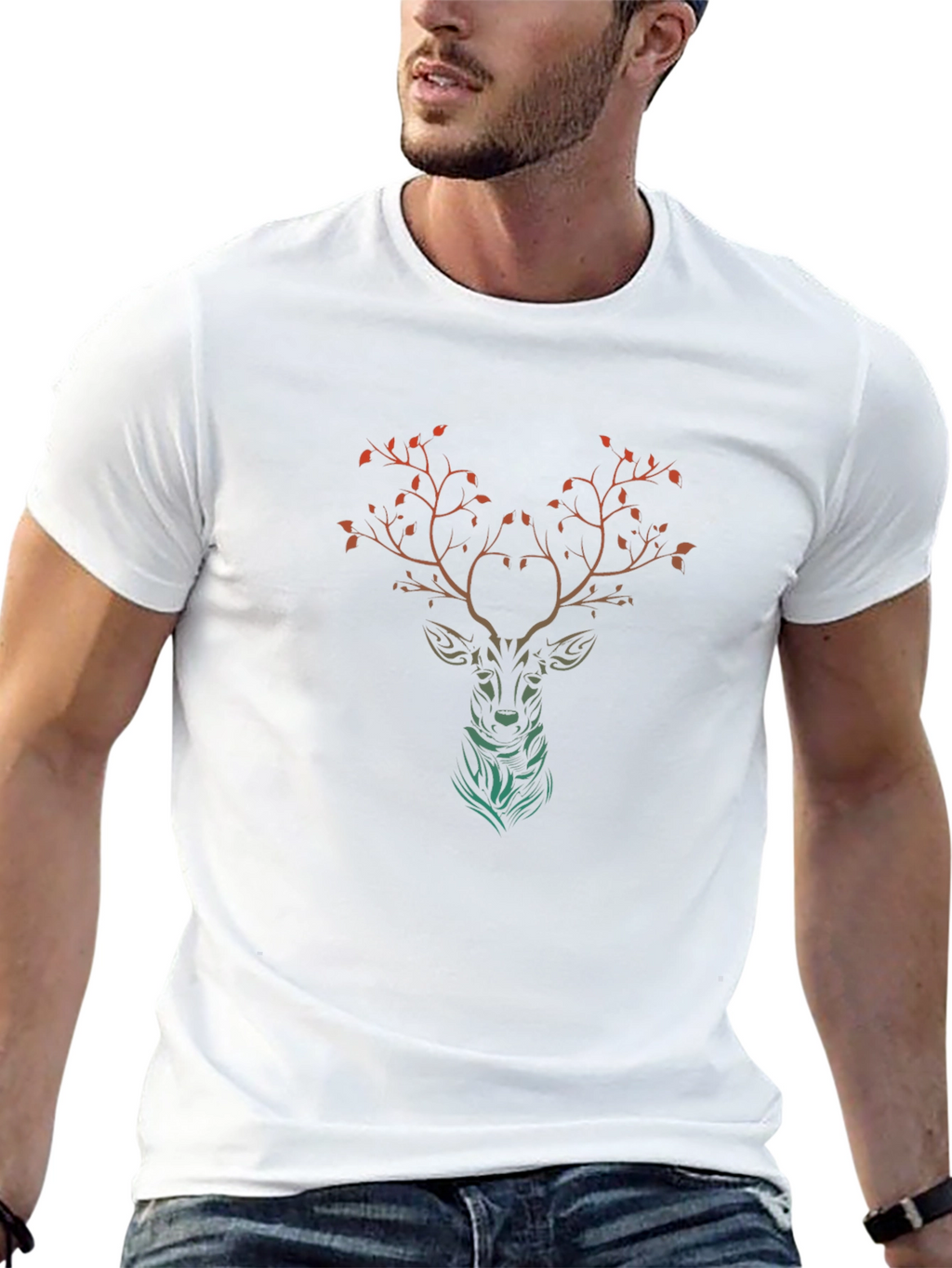 Nature Deer Graphic Tee - Stylish Black T-Shirt
