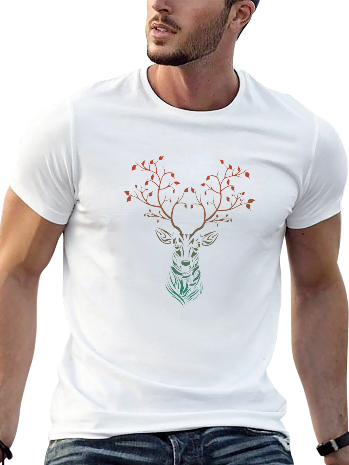 Nature Deer Graphic Tee - Stylish Black T-Shirt