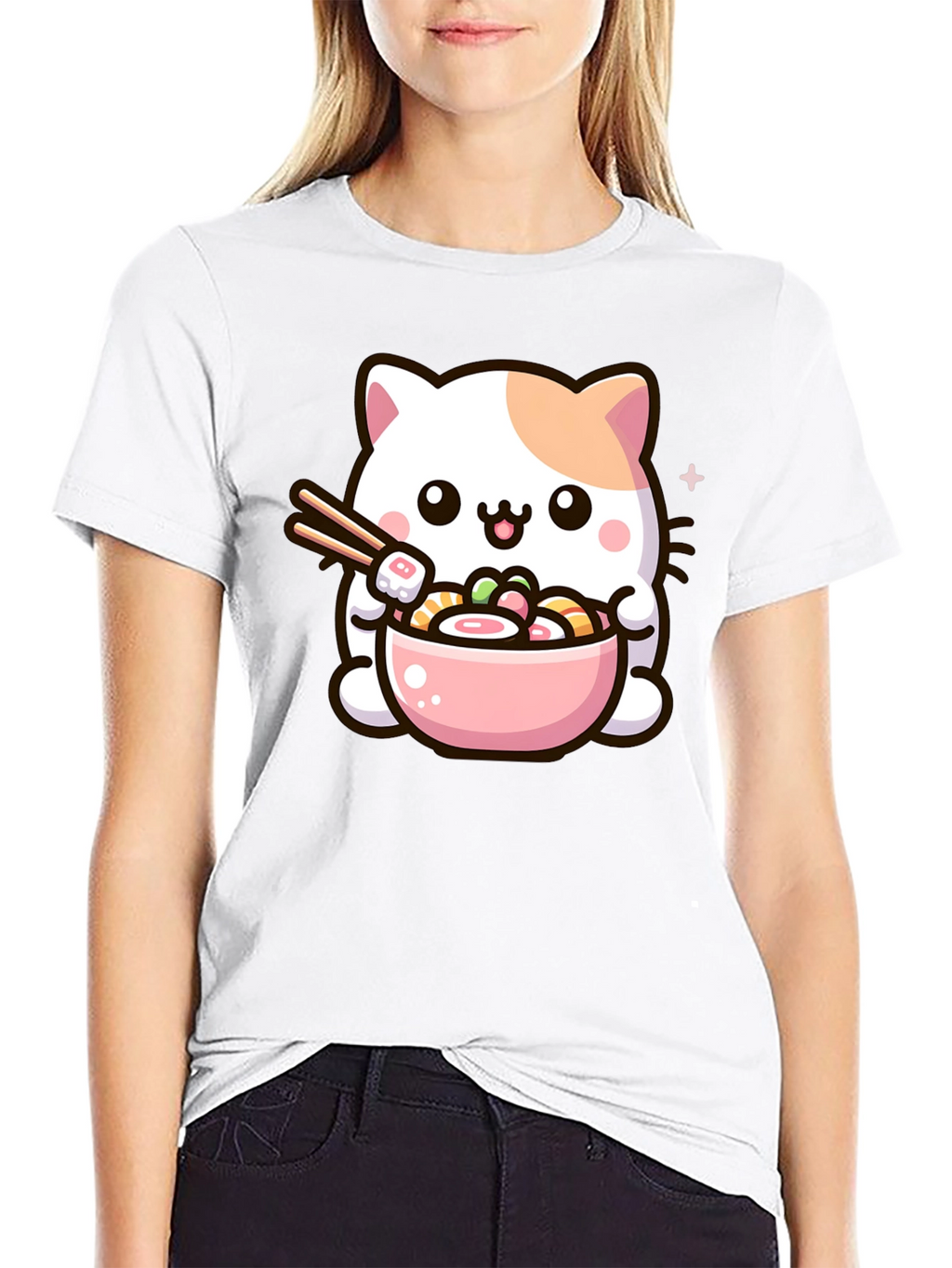 Kawaii Cat Ramen Bowl T-Shirt