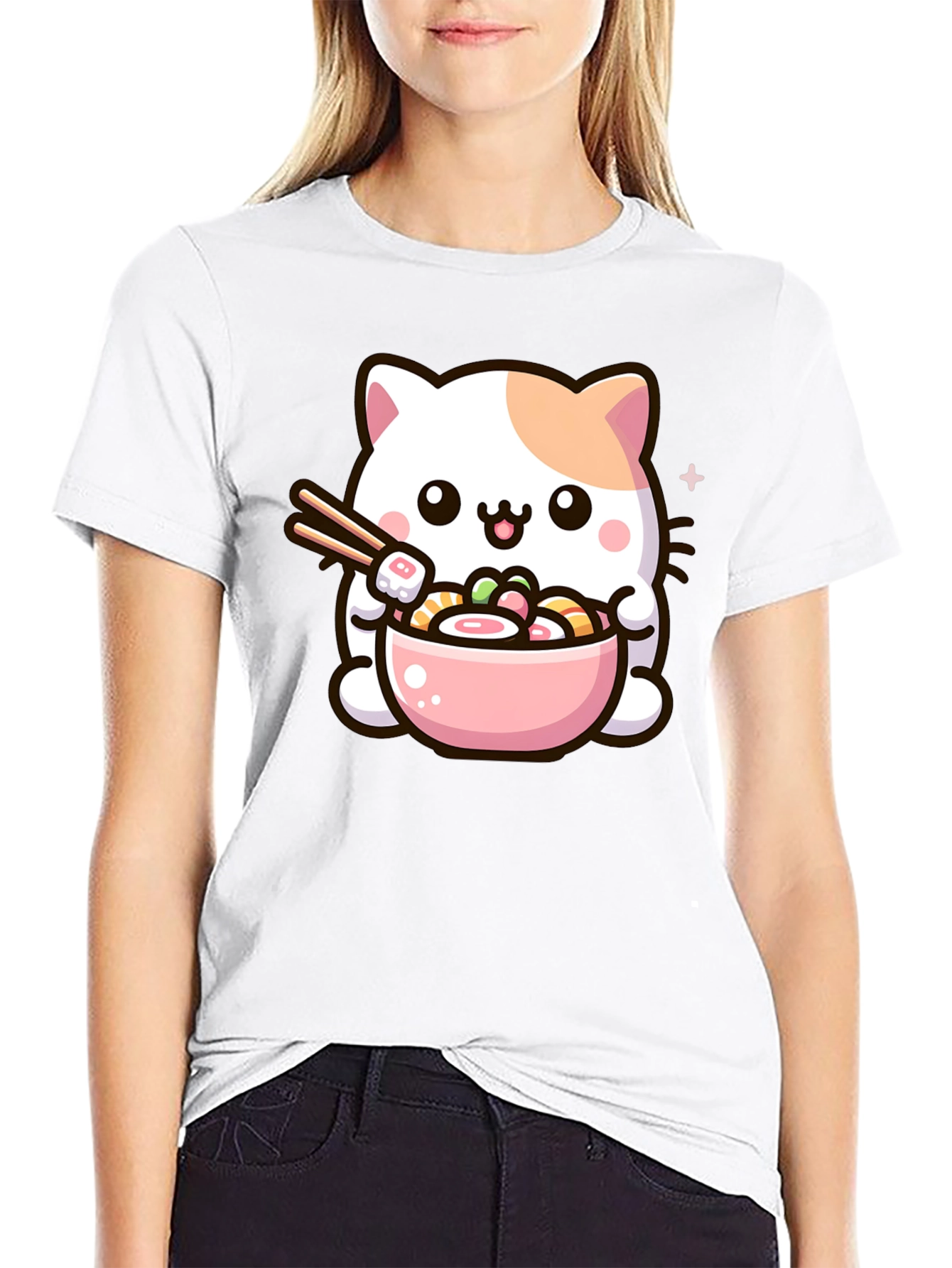 Kawaii Cat Ramen Bowl T-Shirt