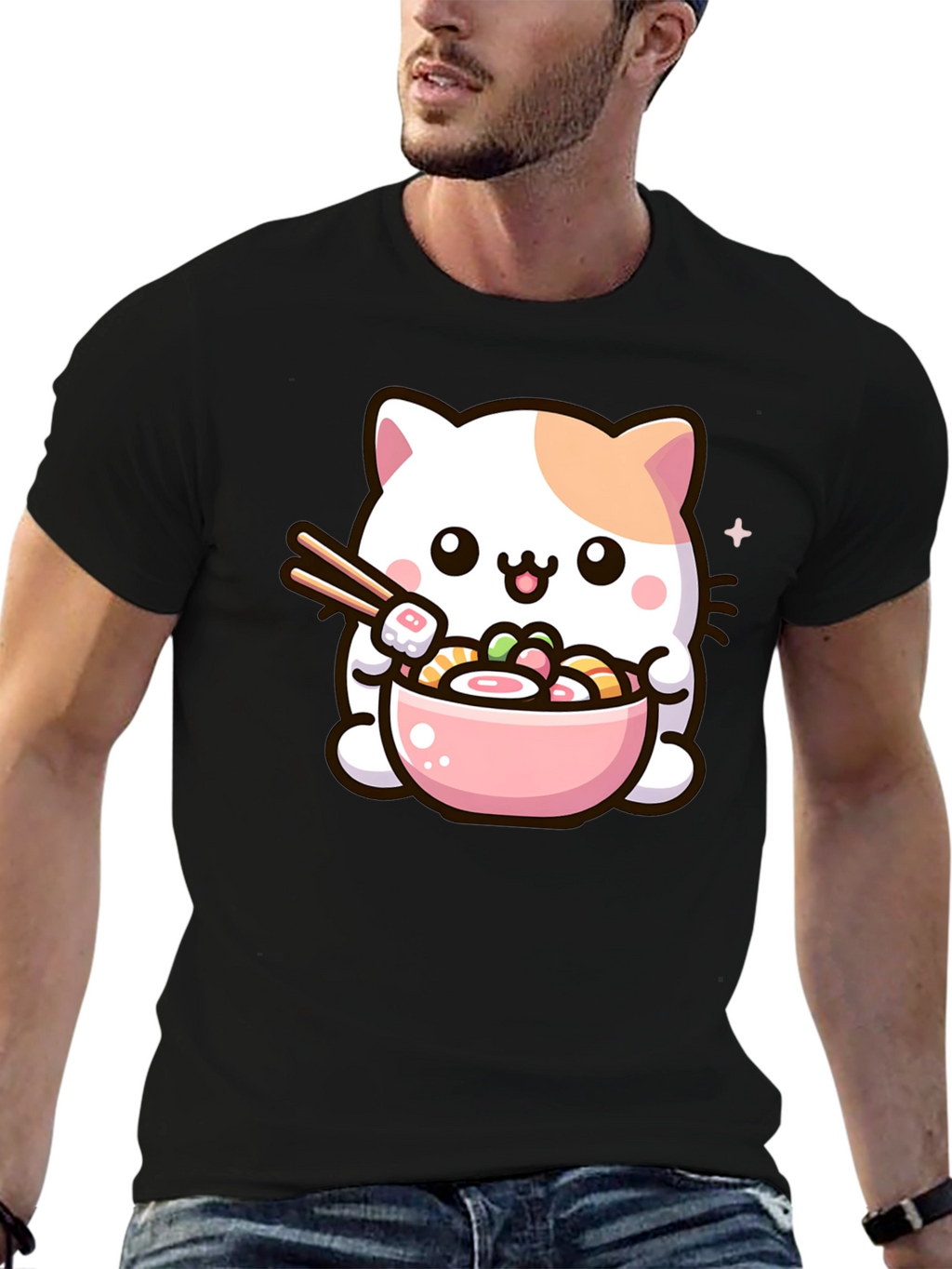 Kawaii Cat Ramen Bowl T-Shirt