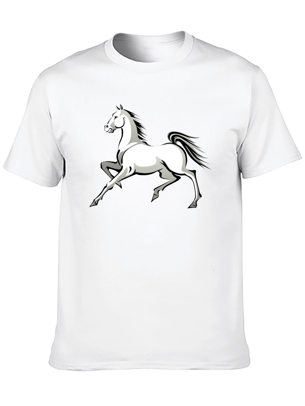 Black T-Shirt with White Horse Graphic