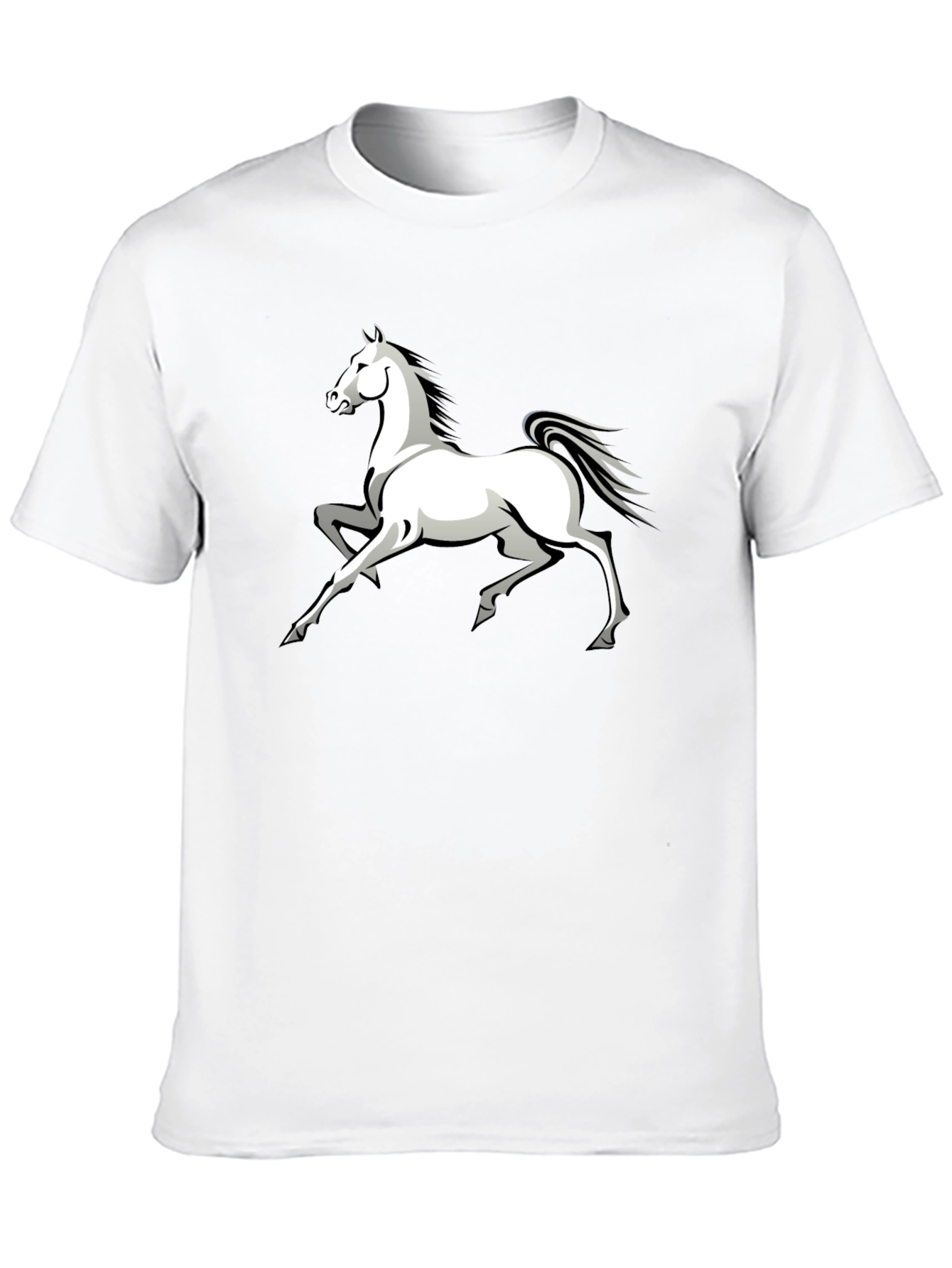 Black T-Shirt with White Horse Graphic