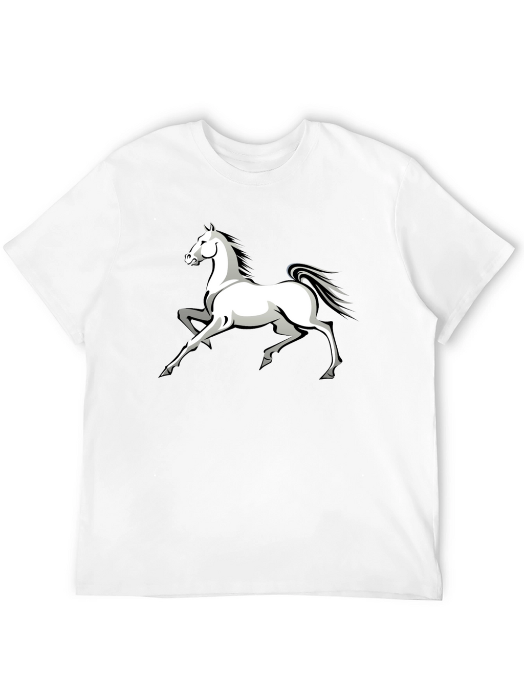 Black T-Shirt with White Horse Graphic