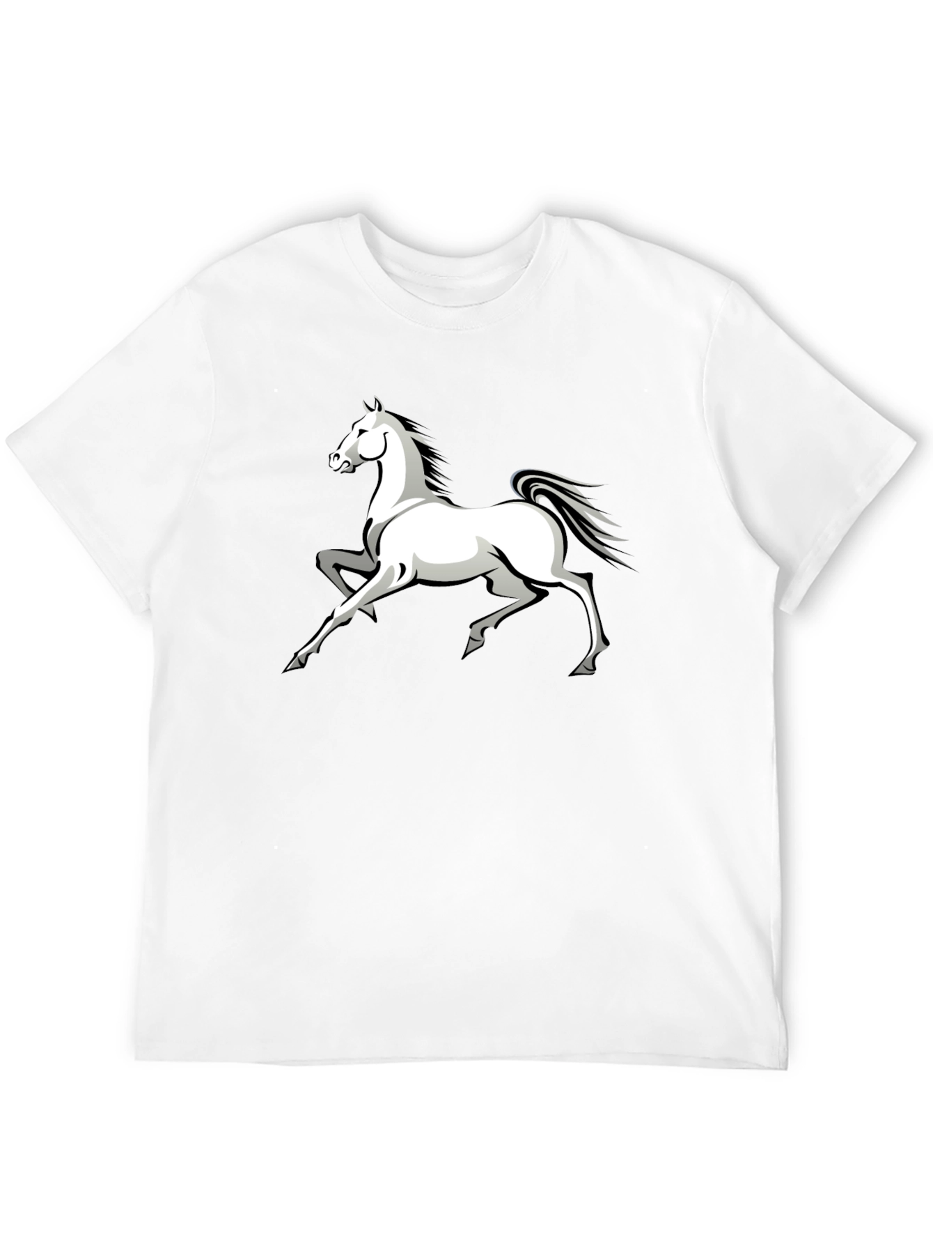 Black T-Shirt with White Horse Graphic