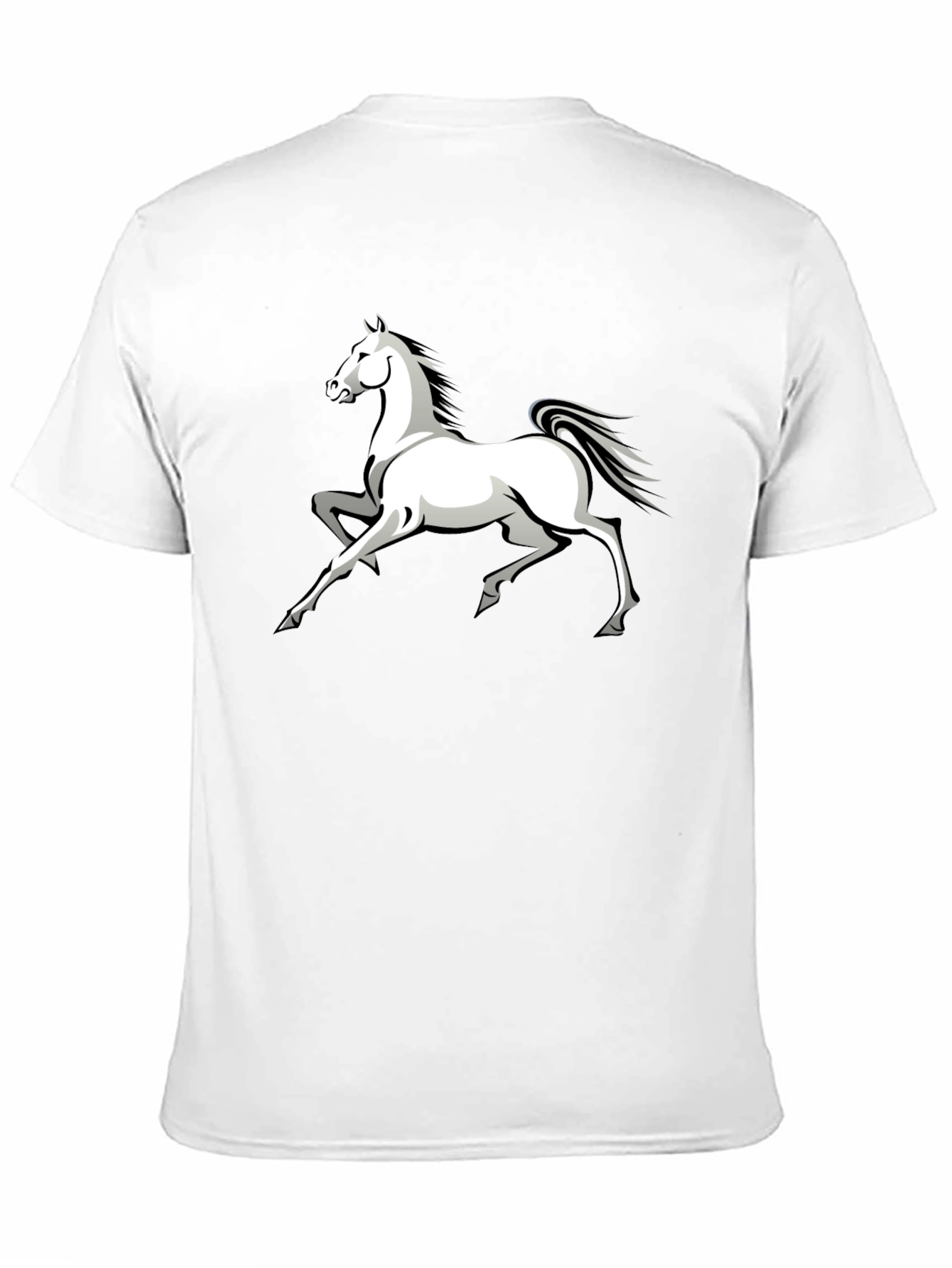 Black T-Shirt with White Horse Graphic