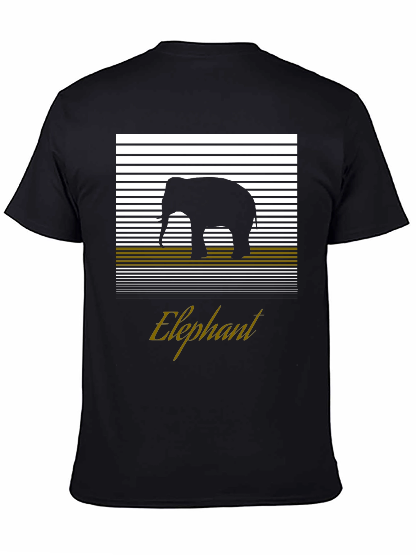 Elephant Silhouette Graphic Tee - Black Cotton T-Shirt