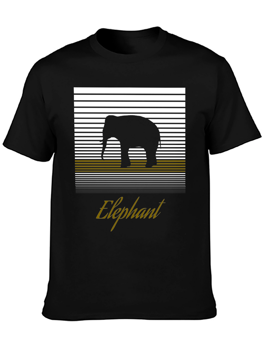 Elephant Silhouette Graphic Tee - Black Cotton T-Shirt