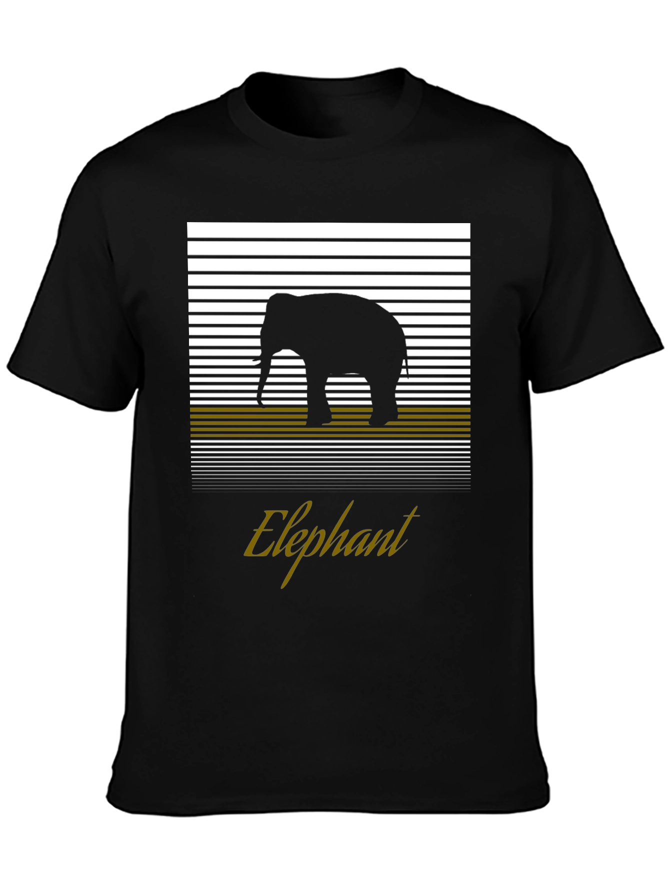 Elephant Silhouette Graphic Tee - Black Cotton T-Shirt