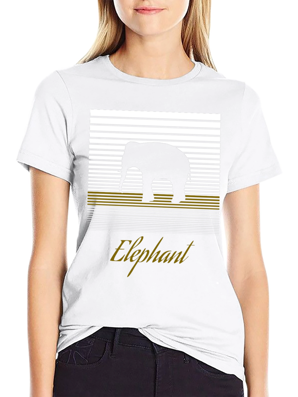 Elephant Silhouette Graphic Tee - Black Cotton T-Shirt