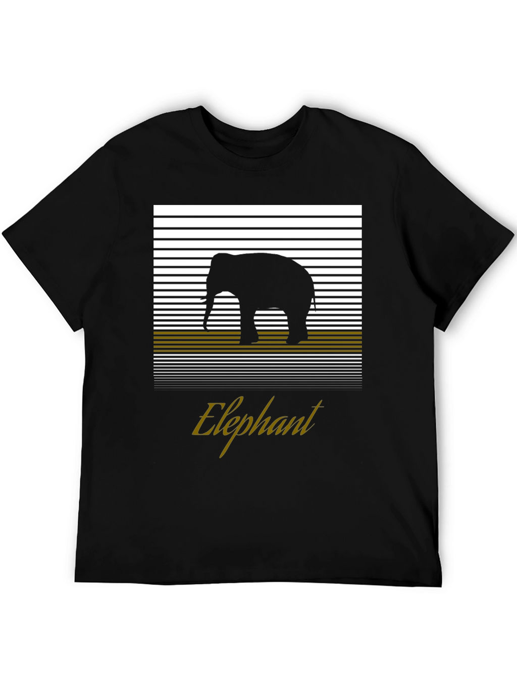 Elephant Silhouette Graphic Tee - Black Cotton T-Shirt