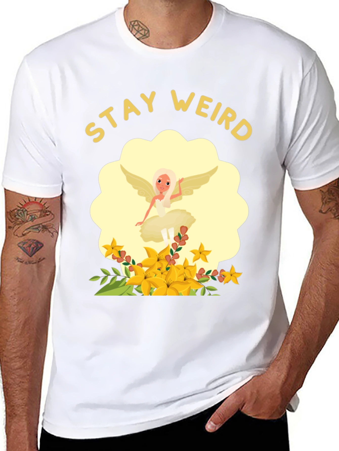 Stay Weird Fairy Flower T-Shirt - Unique Graphic Tee