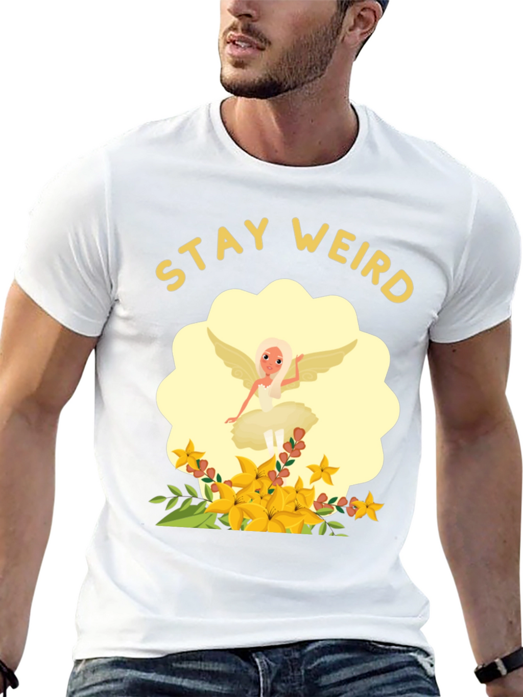 Stay Weird Fairy Flower T-Shirt - Unique Graphic Tee