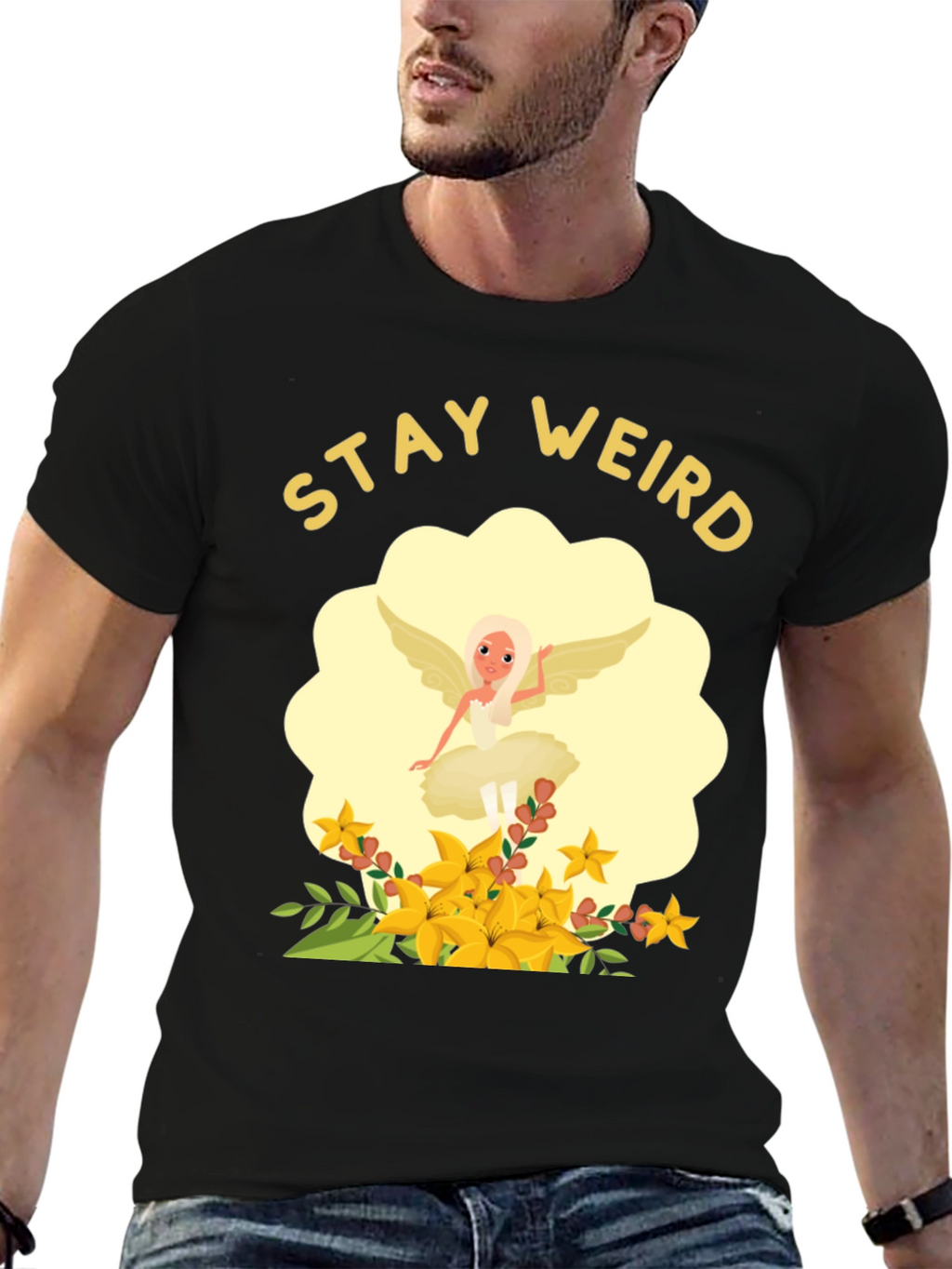 Stay Weird Fairy Flower T-Shirt - Unique Graphic Tee