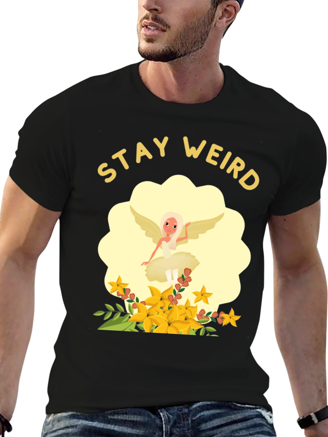 Stay Weird Fairy Flower T-Shirt - Unique Graphic Tee
