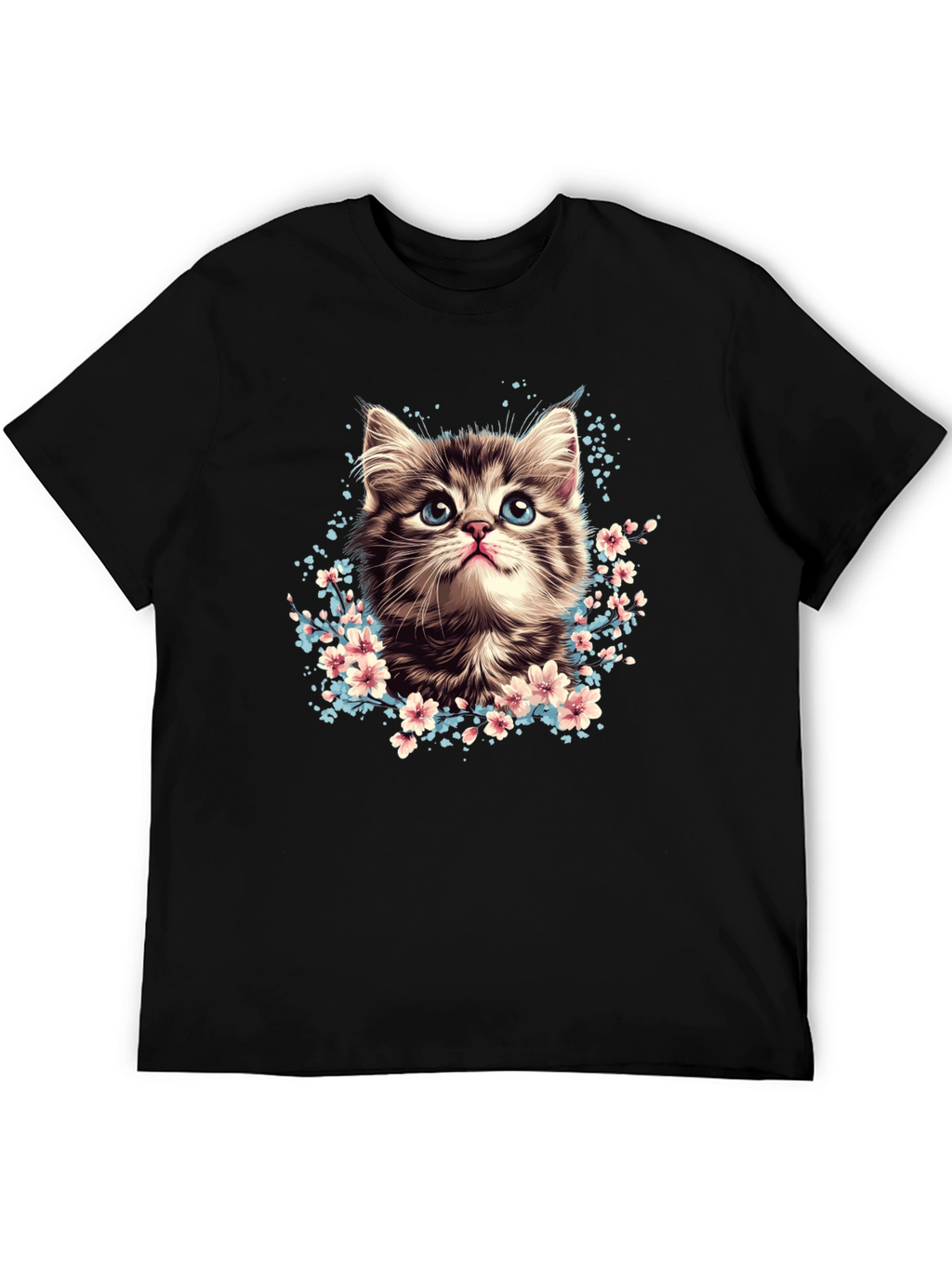 Cute Kitten T-Shirt - Floral Cat Tee