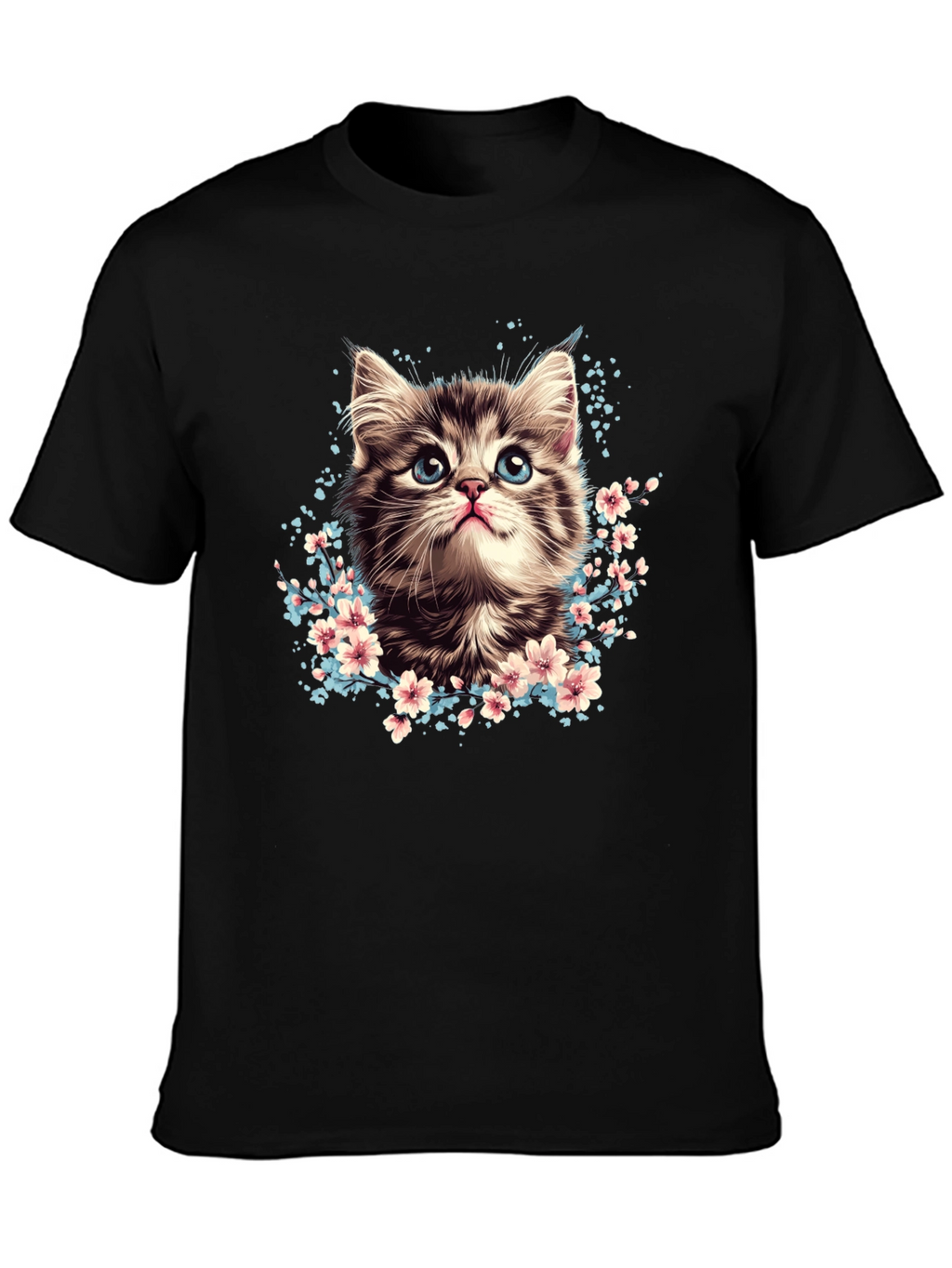 Cute Kitten T-Shirt - Floral Cat Tee