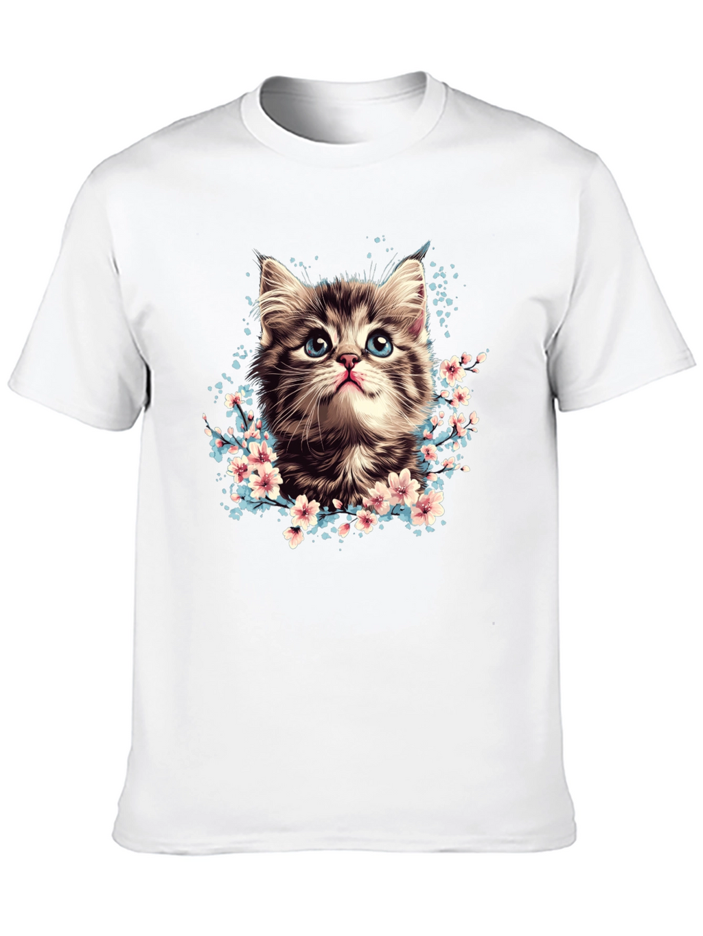 Cute Kitten T-Shirt - Floral Cat Tee