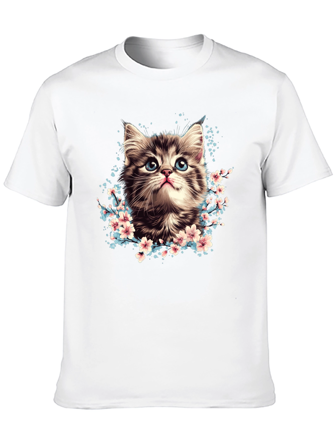 Cute Kitten T-Shirt - Floral Cat Tee