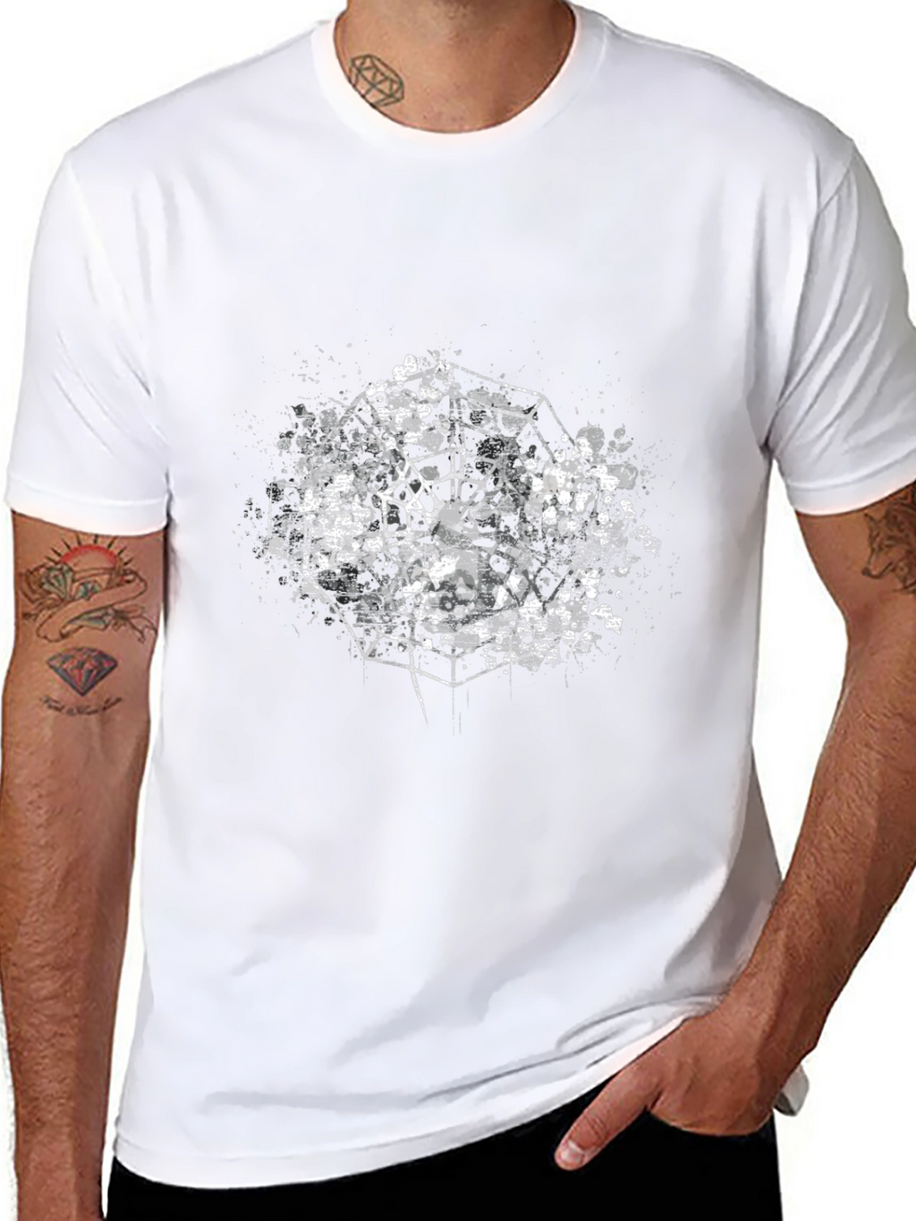 Abstract Geometric Graphic Black T-Shirt