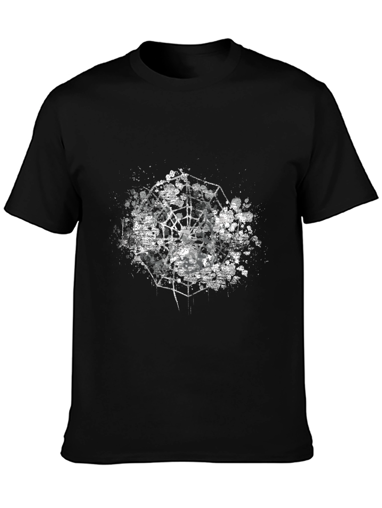 Abstract Geometric Graphic Black T-Shirt