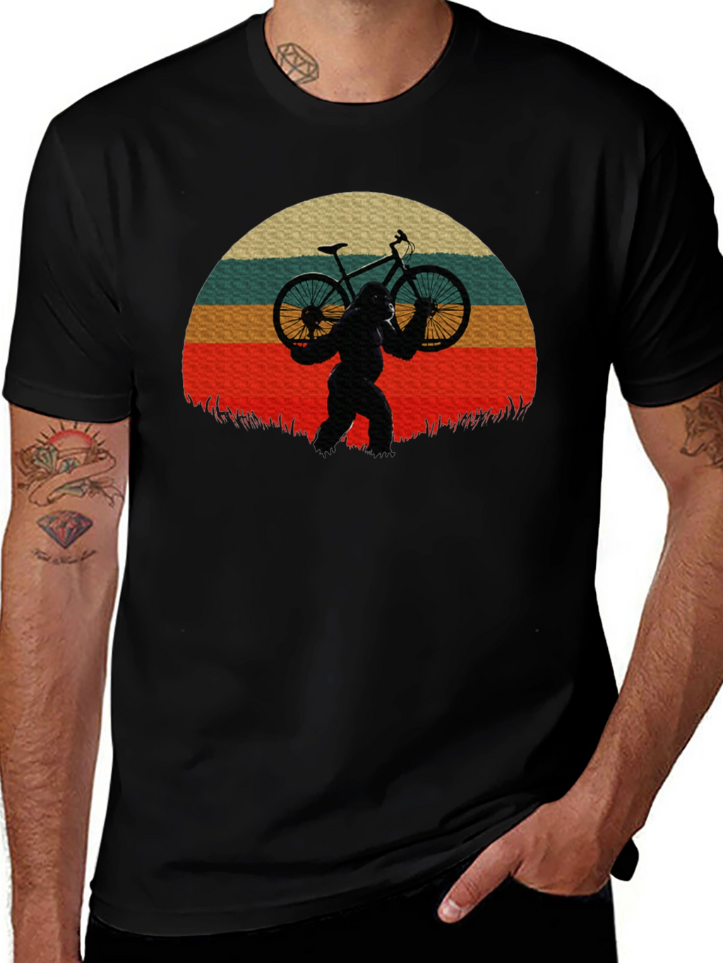 Sasquatch Biker Sunset T-Shirt