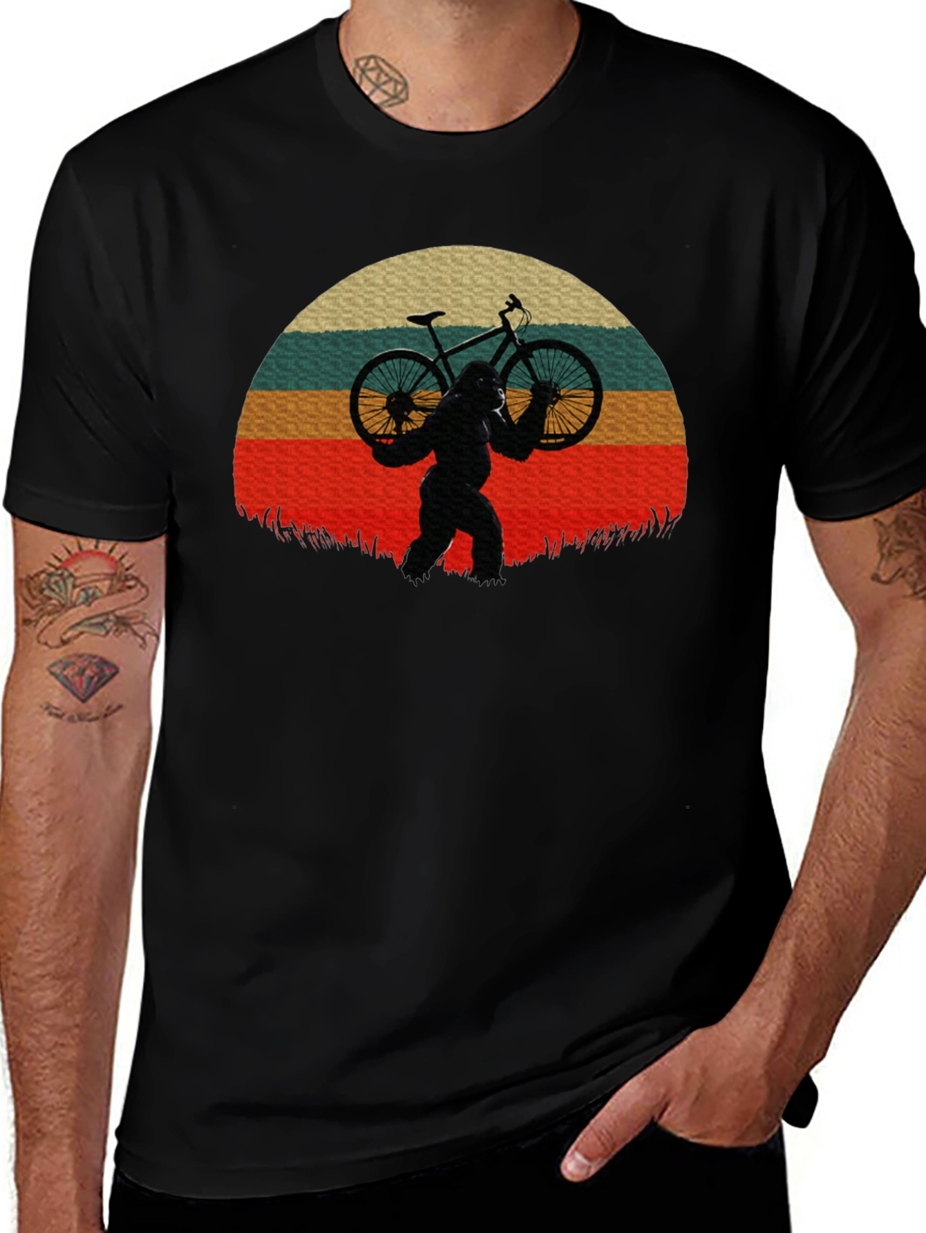 Sasquatch Biker Sunset T-Shirt
