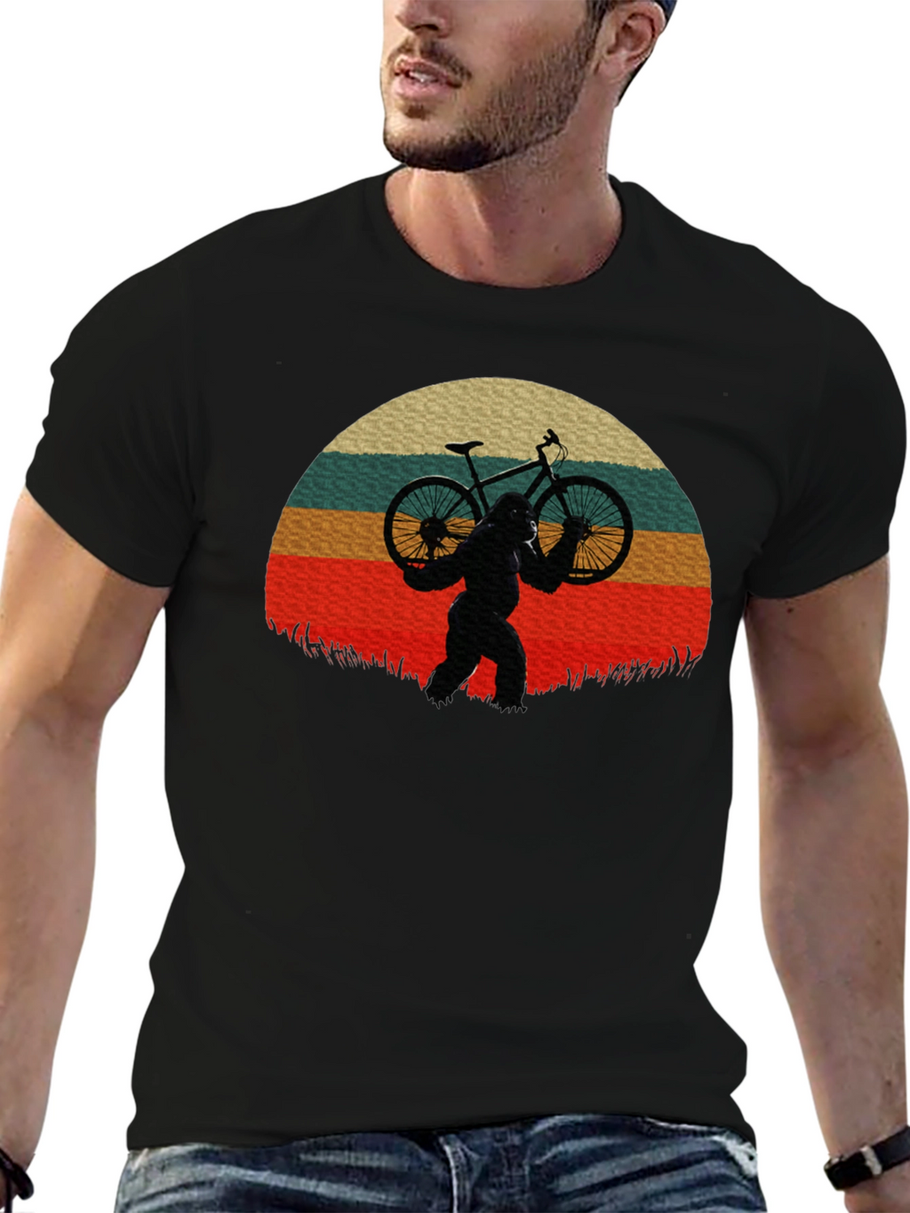 Sasquatch Biker Sunset T-Shirt