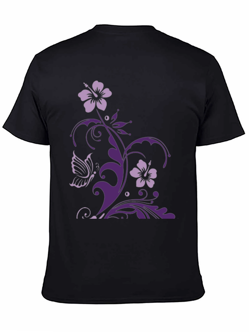 Floral Butterfly Graphic Tee - Black Casual Style
