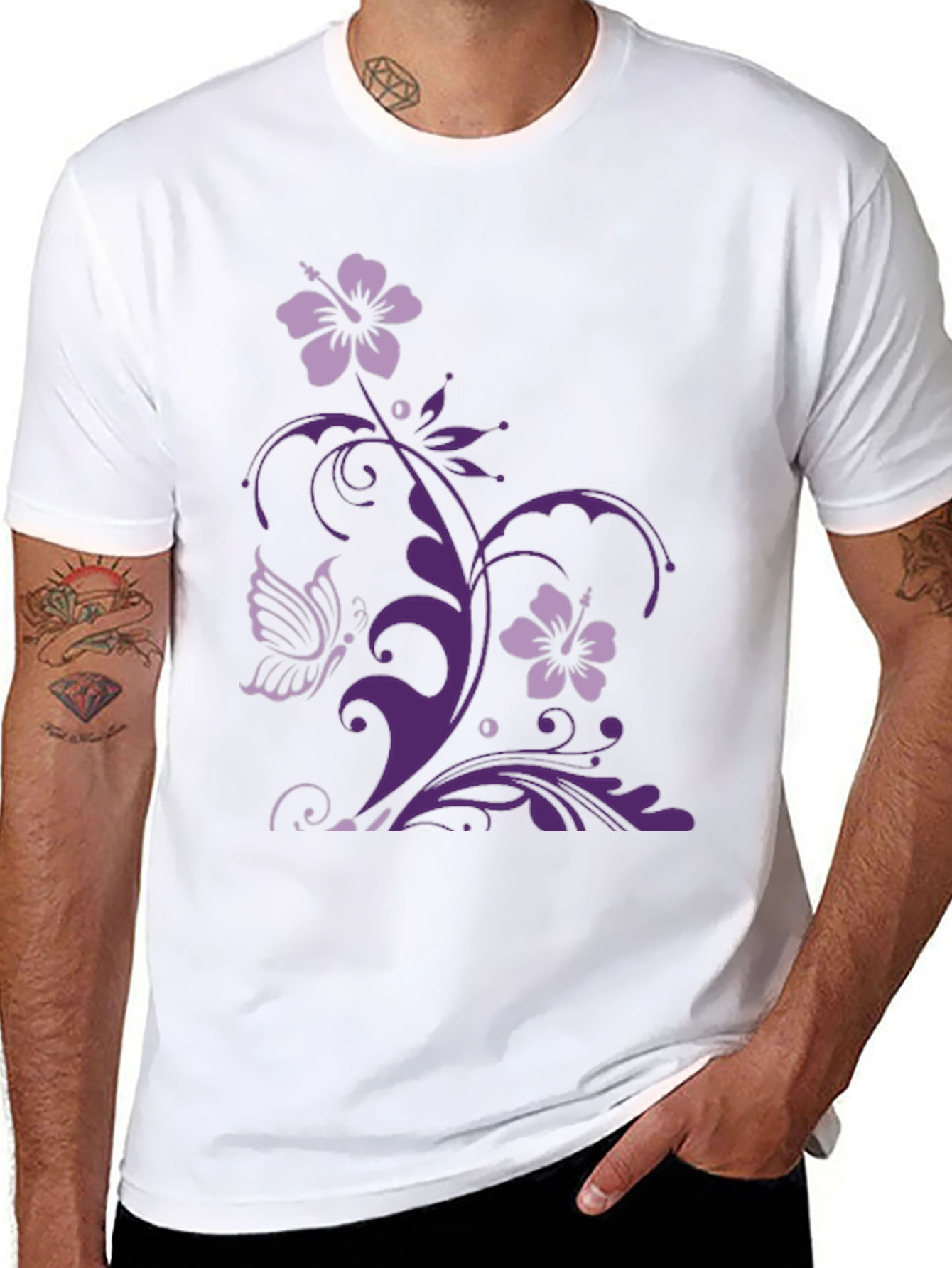 Floral Butterfly Graphic Tee - Black Casual Style