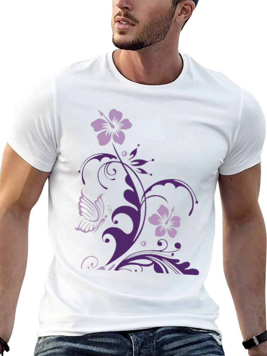 Floral Butterfly Graphic Tee - Black Casual Style