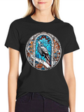 Raven Stained Glass Graphic T-Shirt - Black