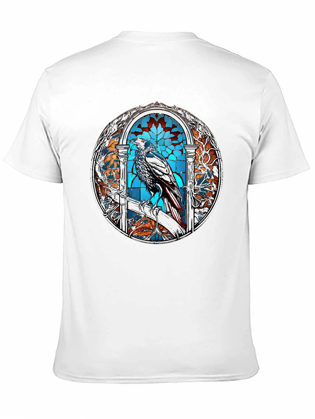Raven Stained Glass Graphic T-Shirt - Black