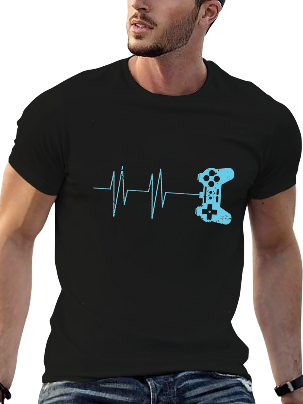 Gamer Heartbeat T-Shirt - Black Cotton