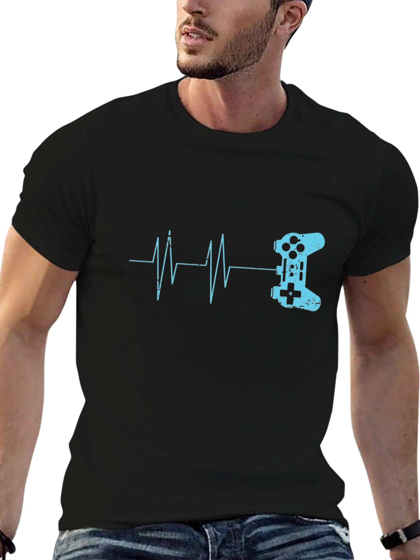Gamer Heartbeat T-Shirt - Black Cotton