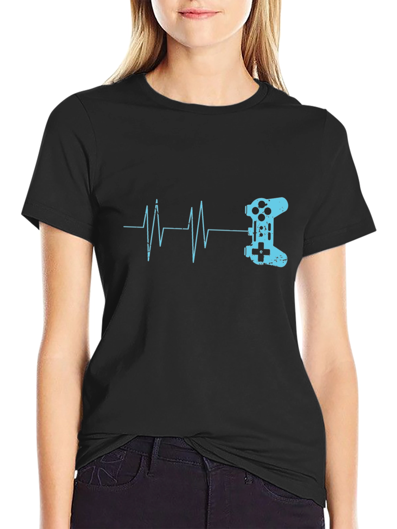 Gamer Heartbeat T-Shirt - Black Cotton