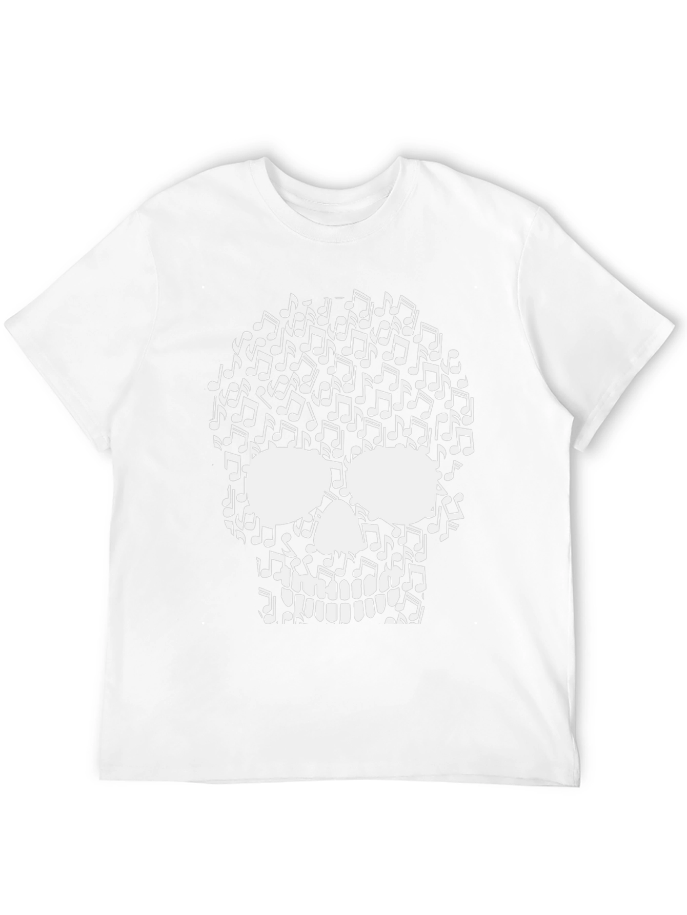 Musical Skull Graphic Tee - Black Cotton T-Shirt