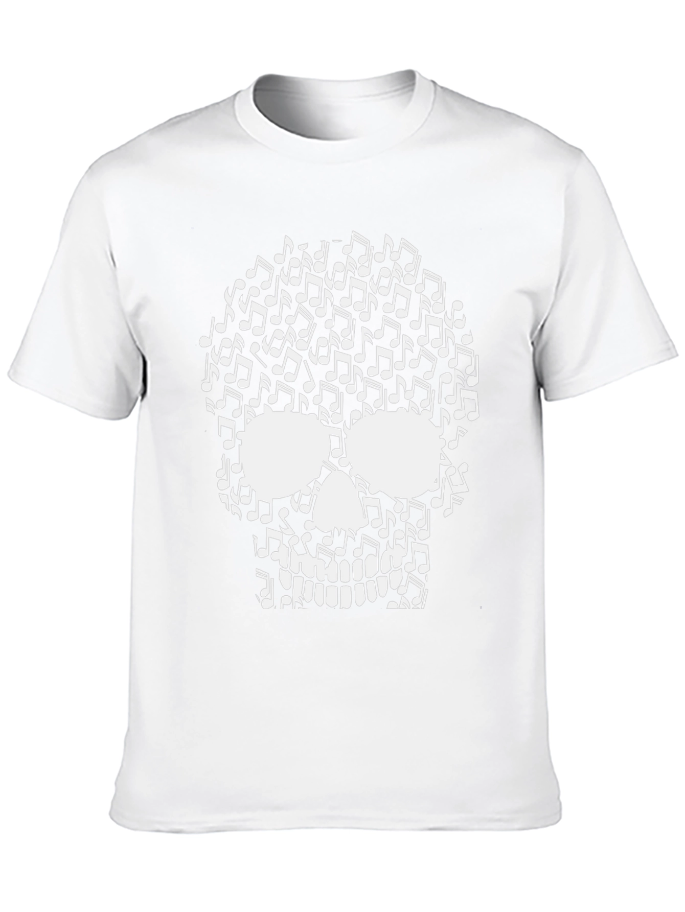 Musical Skull Graphic Tee - Black Cotton T-Shirt