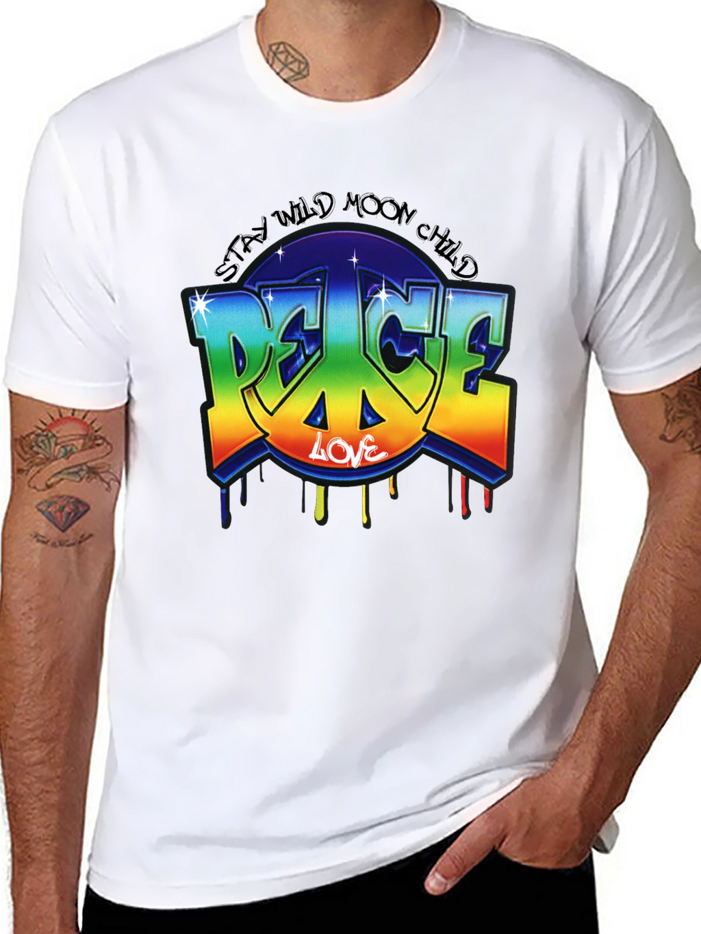 Peace Love Moon Child Graphic T-Shirt