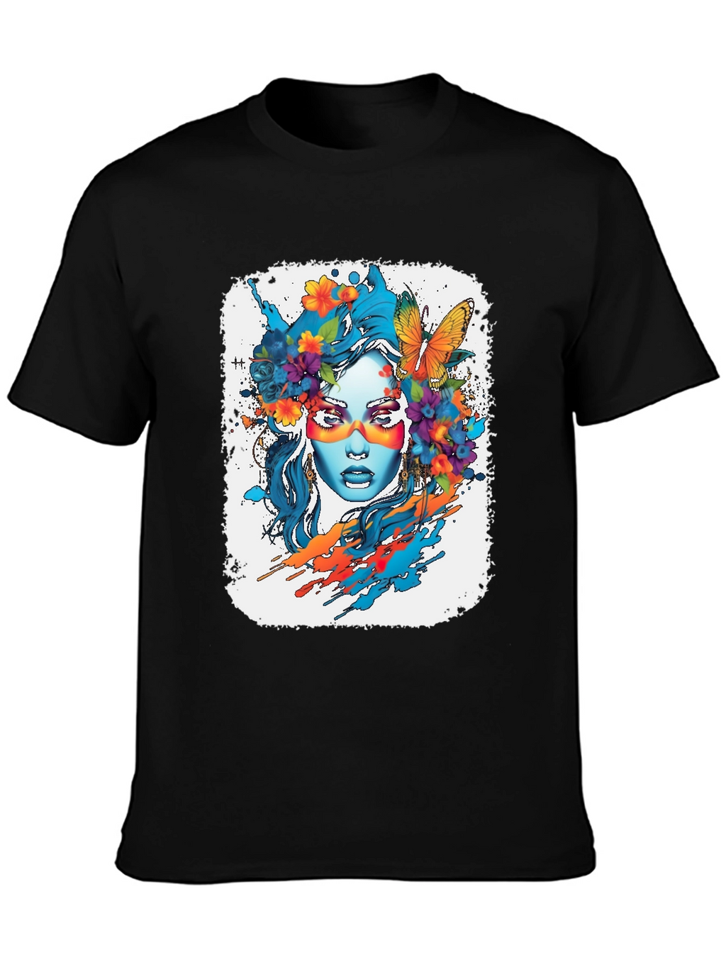 Floral Woman Graphic Tee - Artistic Design