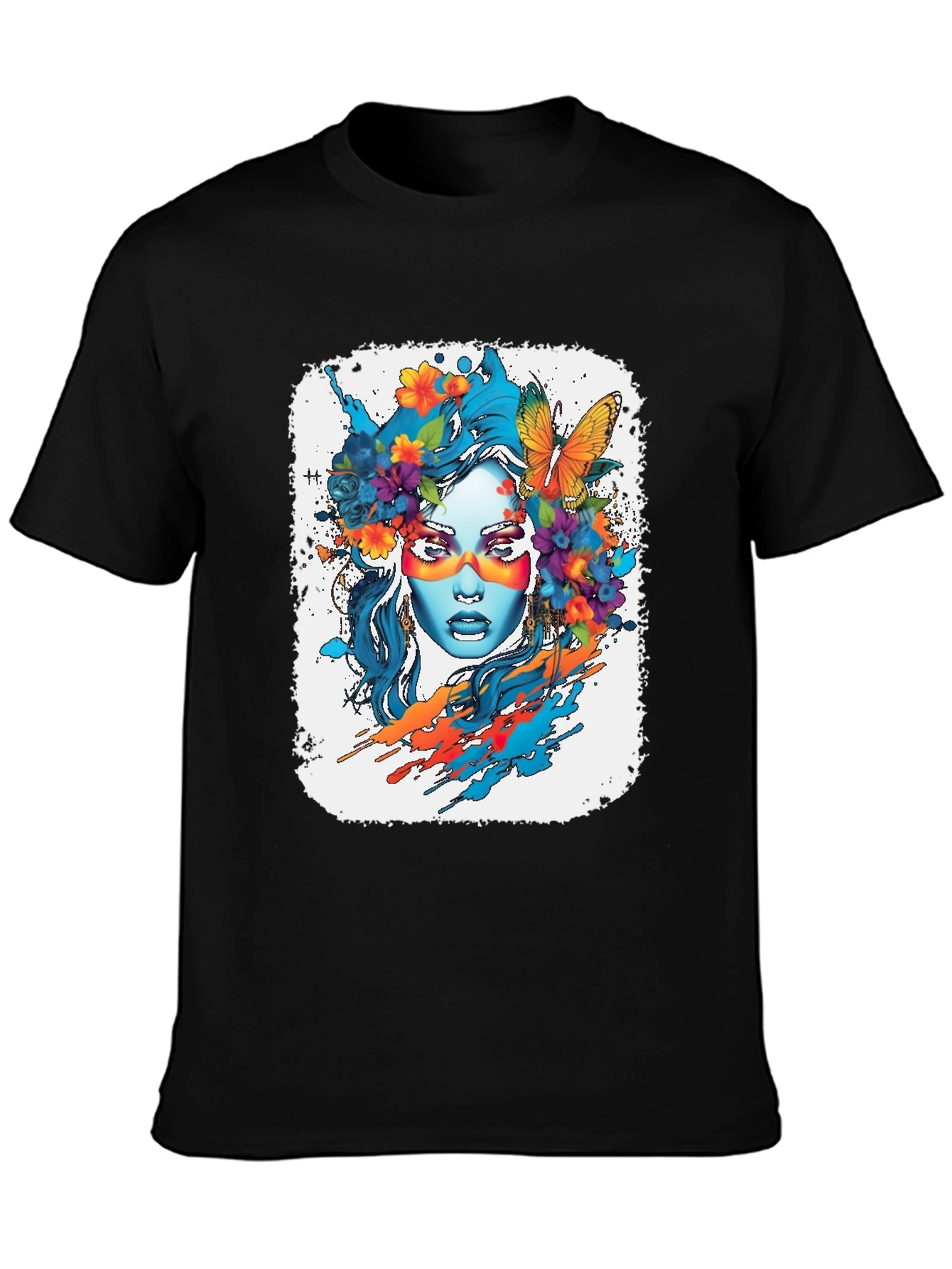 Floral Woman Graphic Tee - Artistic Design