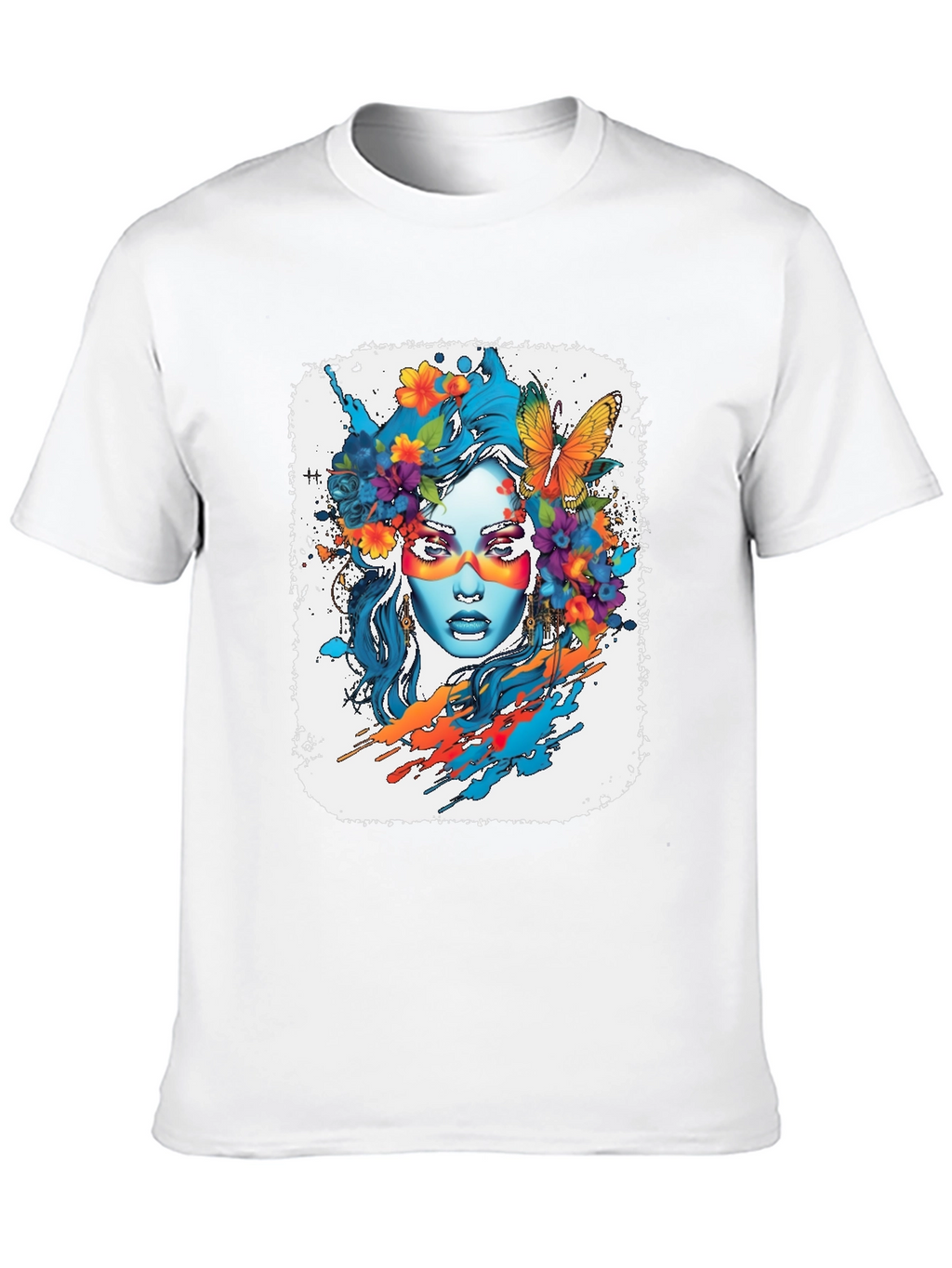 Floral Woman Graphic Tee - Artistic Design