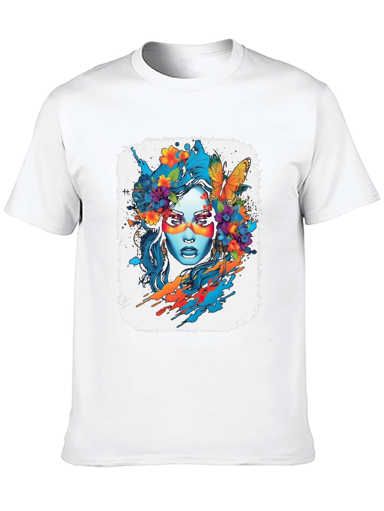 Floral Woman Graphic Tee - Artistic Design