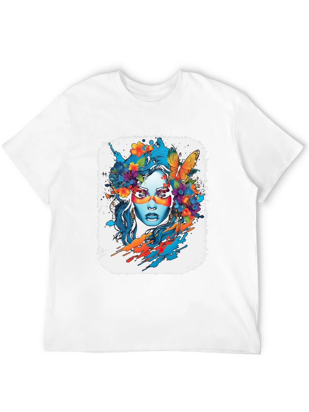 Floral Woman Graphic Tee - Artistic Design
