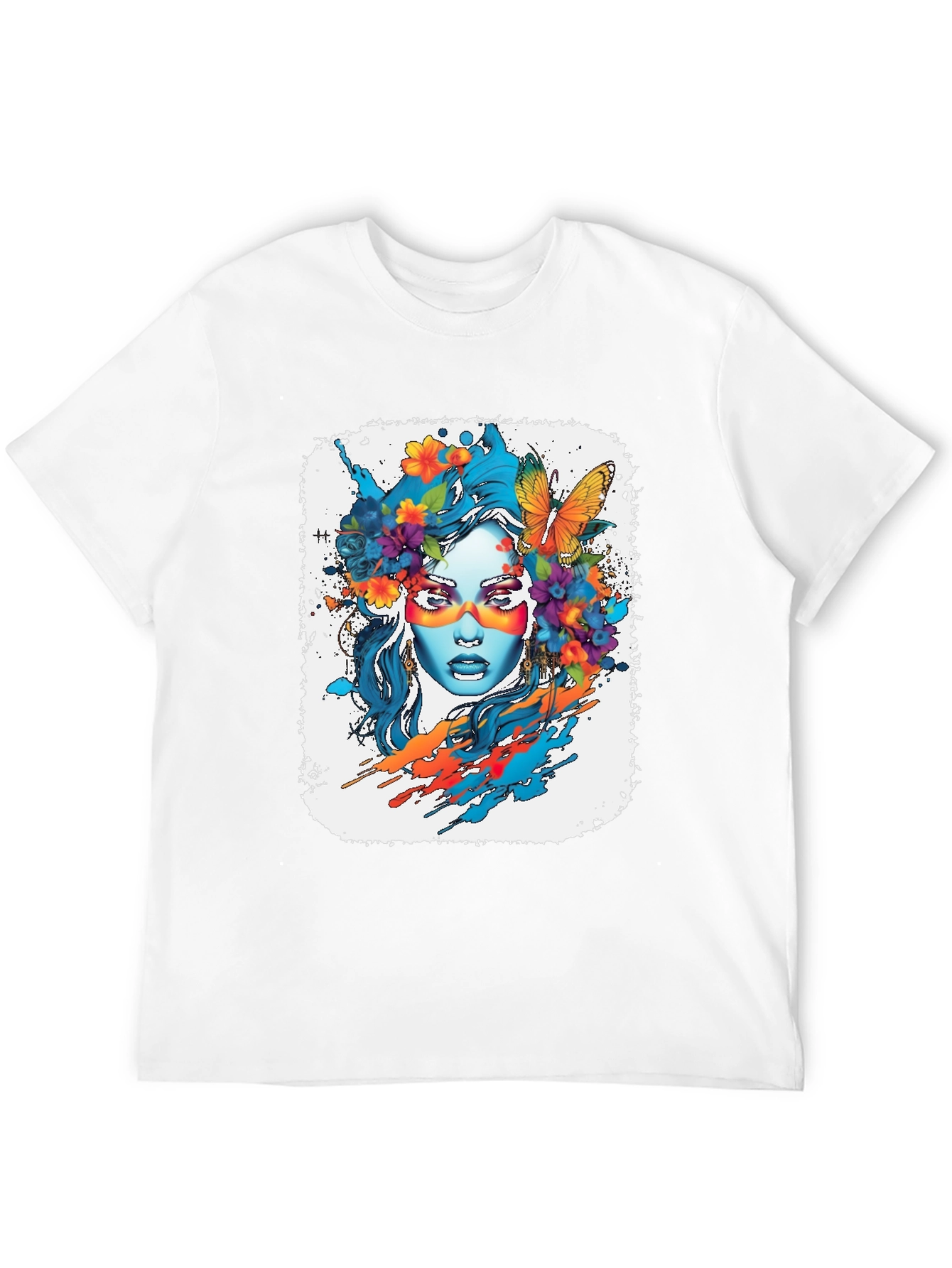Floral Woman Graphic Tee - Artistic Design