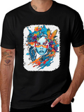 Floral Woman Graphic Tee - Artistic Design