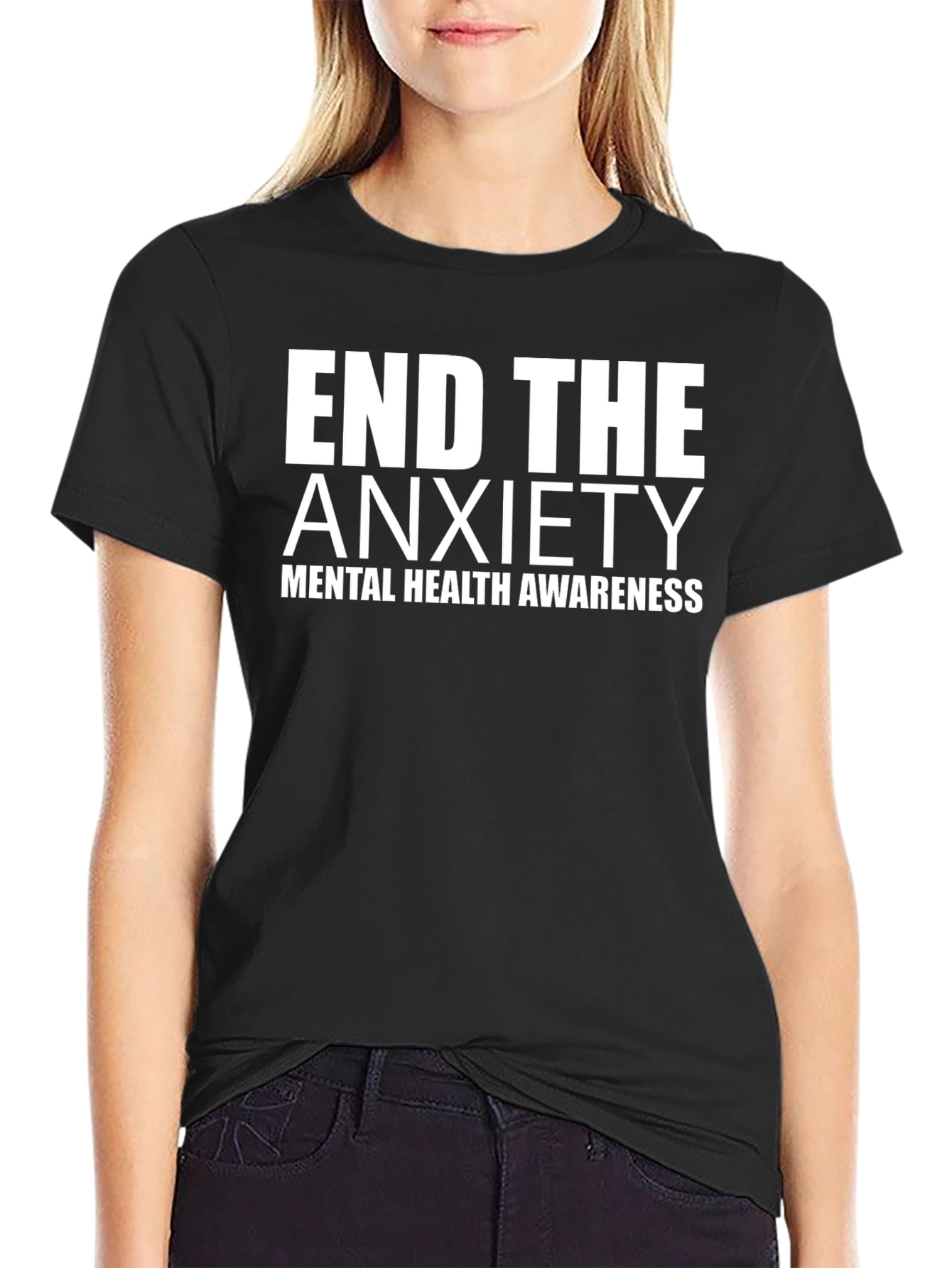 End The Anxiety Mental Health Awareness Black Tee