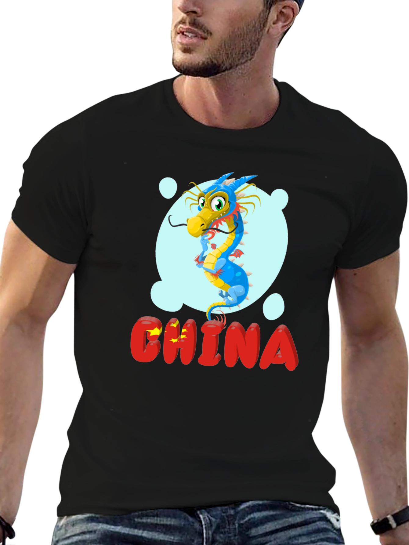 China Dragon Graphic Tee - Unisex Black T-Shirt