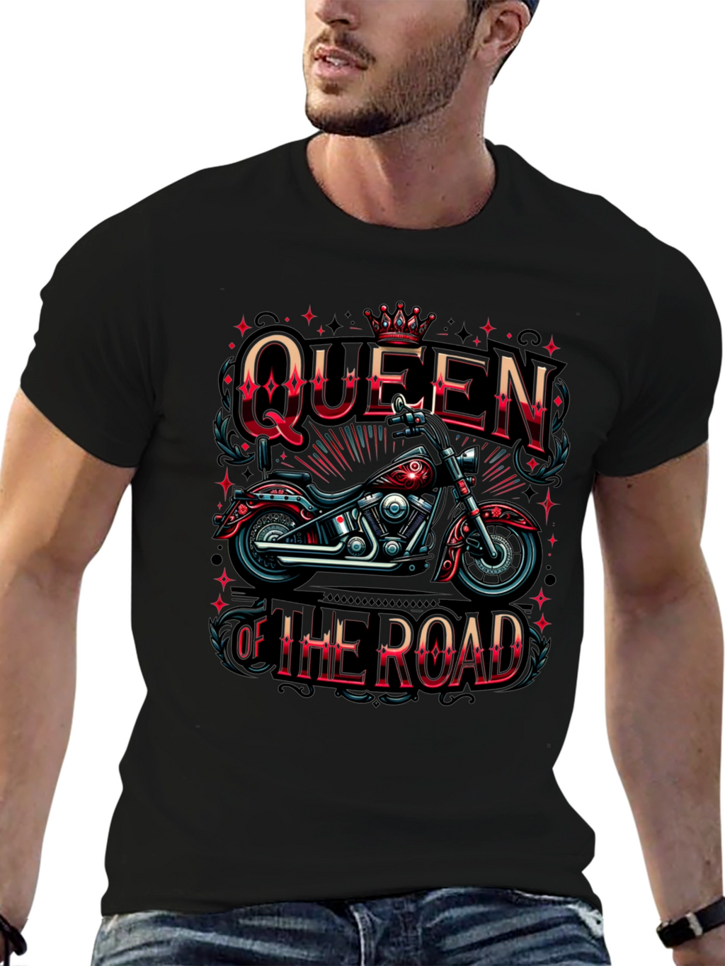 Queen of the Road Motorcycle Graphic T-Shirt